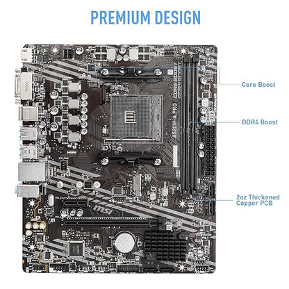 MSI - Tarjeta Madre -A520M-A PRO - MATX - Socket AM4 - Soporta memoria DDR4 hasta DDR4-4600 MHz (OC) MHz -HDMI - 2 DIMM, Memoria Máxima DDR4 (64 GB) - Para AMD