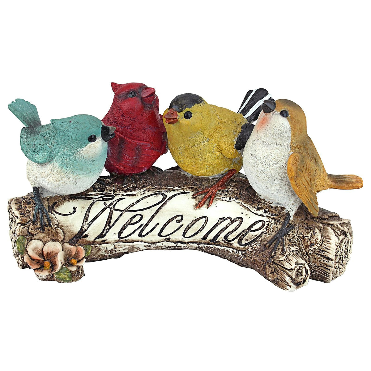 Design Toscano QM223531 - Letrero de para Interiores y Exteriores, Estatua de pájaros de jardín, 4 Pulgadas de Ancho, 10 Pulgadas de Profundidad, 5 Pulgadas de Alto, Multicolor