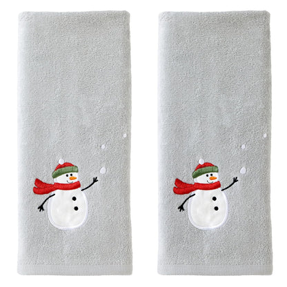 SKL Home - Juego de 2 Toallas de Mano de muñeco de Nieve para Navidad/Invierno con Bolas de Nieve, para baño, Cocina y Regalo, Color Gris
