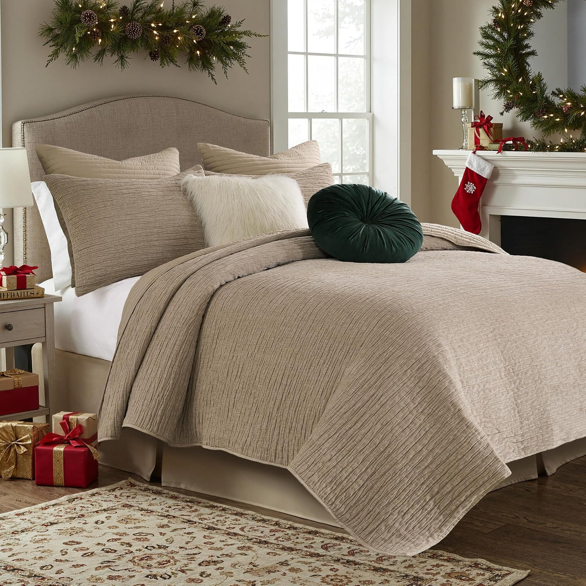 Greenland Home Velvet Crush Juego de Colcha de Chenilla Texturizada - 2 piezas Individual - Kaki