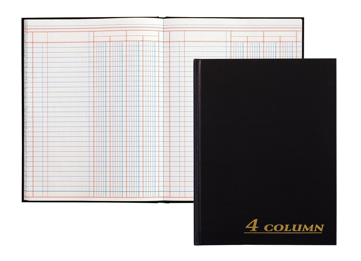 Adams Libro de cuentas, 4 columnas, cubierta de tela negra, 9.25 x 7 pulgadas, 80 páginas por libro (ARB8004M)
