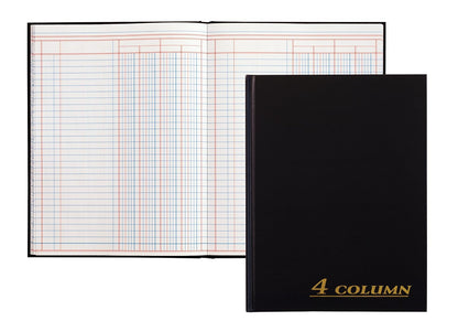 Adams Libro de cuentas, 4 columnas, cubierta de tela negra, 9.25 x 7 pulgadas, 80 páginas por libro (ARB8004M)