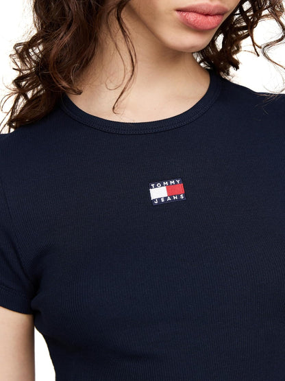 Tommy Jeans - Playera Estampada para Mujer con Detalle Bordado de Bandera