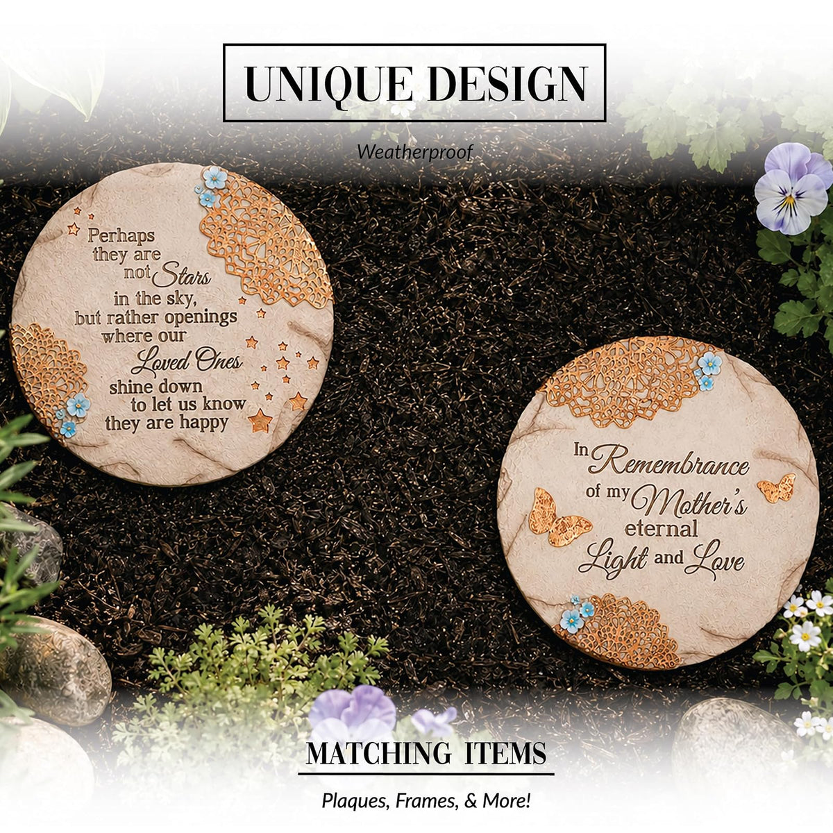 Pavilion Gift Company 19058 Light Your Way - Piedra conmemorativa para jardín, 25,4 cm, diseño de estrellas en el cielo, Cobre