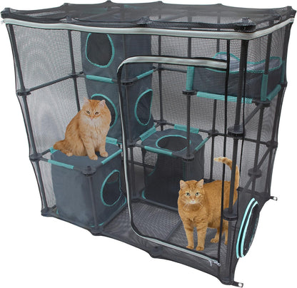 Kitty City - Mega kit de muebles para gatos Claw para interiores y exteriores, cama para gatos, caseta exterior, rascador de gatos corrugado