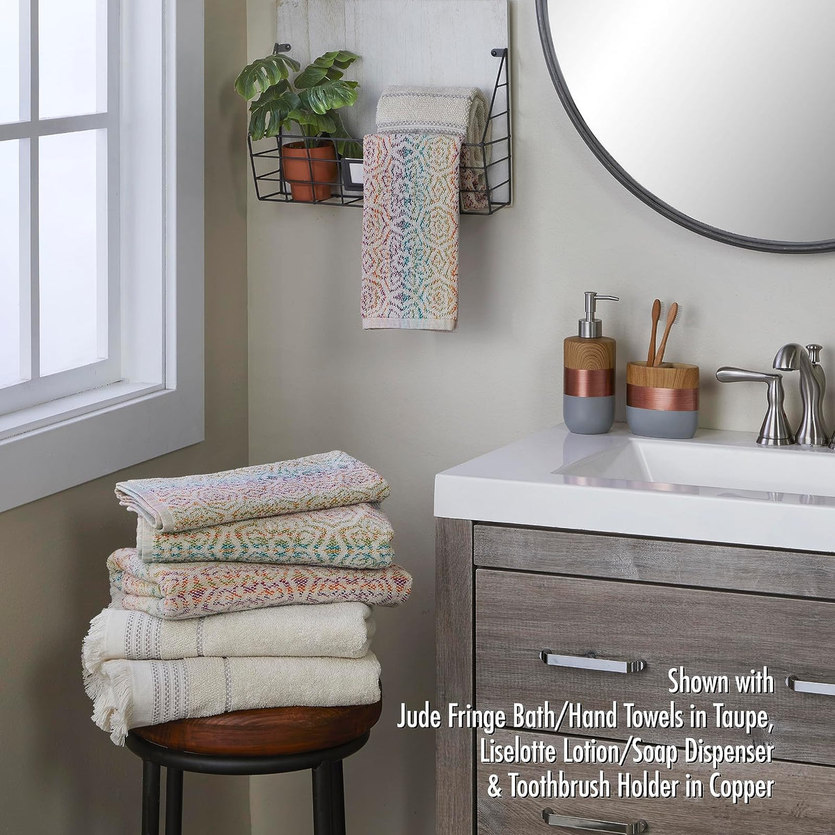 SKL Home - Toalla de baño Rhapsody, 100% algodón, Multicolor | Peso de 550 g/m². Calidad de nivel de spa. tela suave y absorbente. Patrón jacquard reversible para 2 looks en 1.