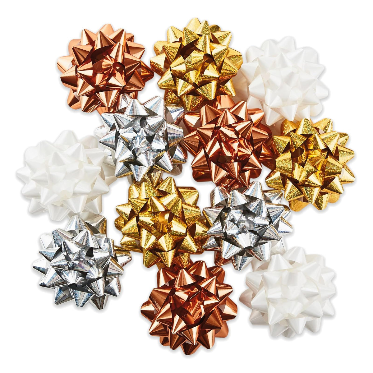 Hallmark - Surtido de lazo de regalo, 12 unidades (dorado, plata, bronce, blanco) para cumpleaños, día de la madre, bodas, despedidas de soltera, cualquier ocasión