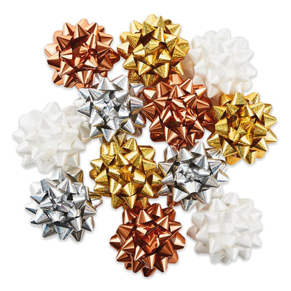 Hallmark - Surtido de lazo de regalo, 12 unidades (dorado, plata, bronce, blanco) para cumpleaños, día de la madre, bodas, despedidas de soltera, cualquier ocasión