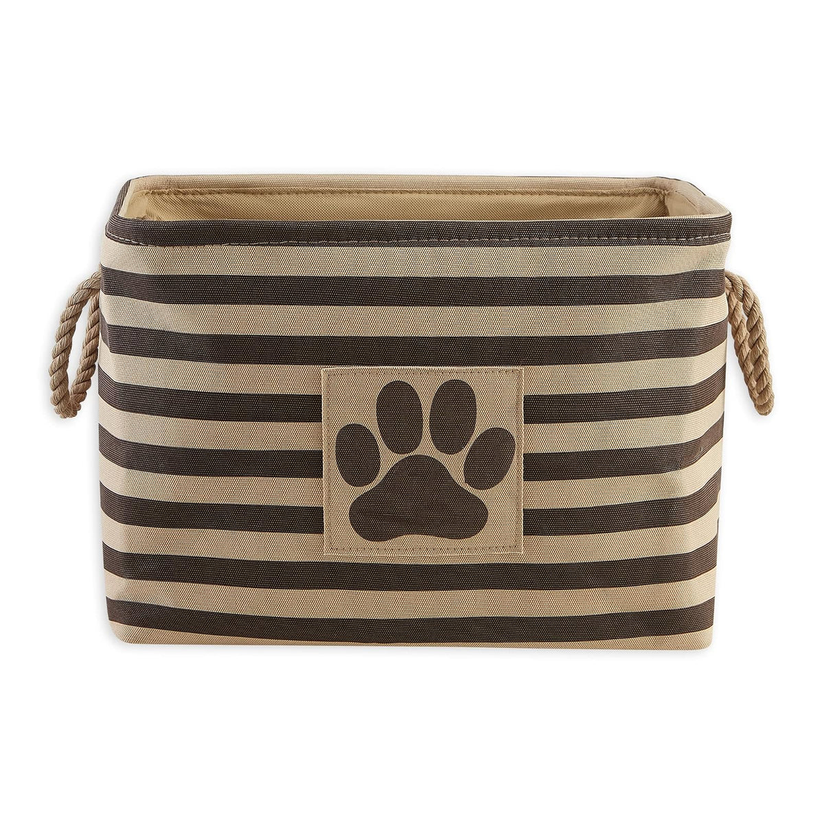 DII Bone Dry Pet Toy and Accessory Storage Basket for Home Décor & Everyday Use, gris (Rectangle Striped Gris) - Rectangle Medium - Marrón rayado