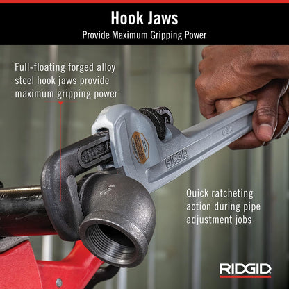 RIDGID - Llave de Tubo 31100, 818, Herramienta Multiusos, Aluminio, Trabajos Pesados, Tuberías y Plomería Profesional