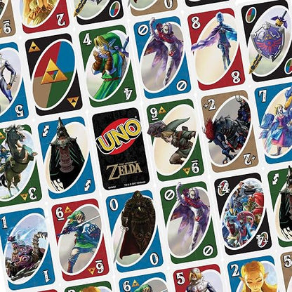UNO The Legend of Zelda Juego de Cartas con Carta Trifuerza y Acciones Clásicas, 112 Cartas, para 2 a 10 Jugadores, para 7 Años en Adelante