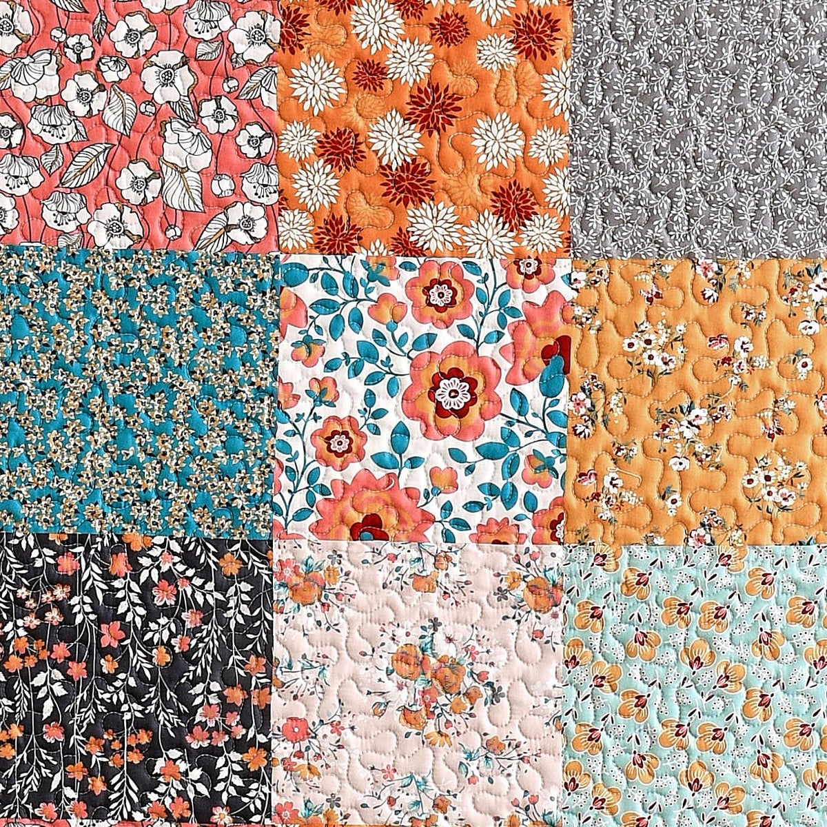 Barefoot Bungalow Carlie Floral Multicolor Juego de edredón Reversible, Tamaño 3 Piezas King, Retazos de calicó