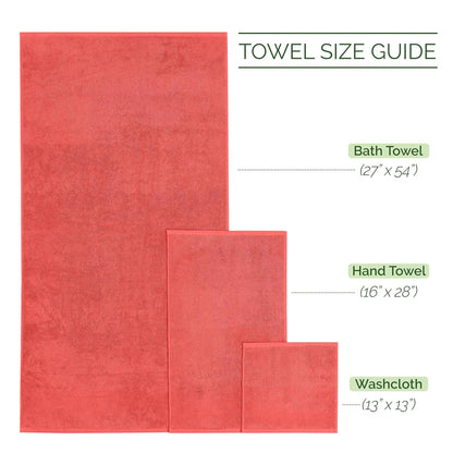 Elegant Comfort - Juego de 6 Toallas de baño de 4 líneas de Viscosa a Rayas – 100% algodón Turco de Alta absorción – Incluye 2 Toallas, 2 Toallas de Mano y 2 Toallas de baño, Color Coral