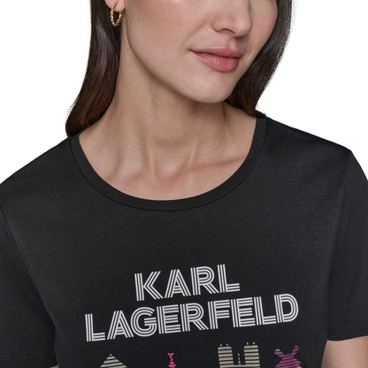 Karl Lagerfeld - Playera Informal Suave con Logotipo Diario para Mujer