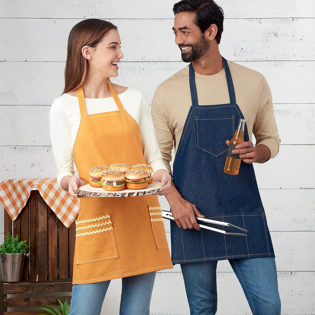 Simplicity - Delantal estilo barbacoa para hombre y mujer, código 9302, patrón de costura, talla única, color blanco