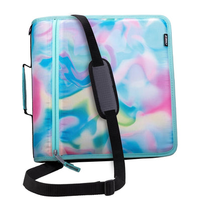 Case-it - Carpeta con cierre, junta tórica de 3 pulgadas con pestañas de 5 colores, carpeta de archivo expandible y correa de hombro y asa, D-146-P, color pastel iridiscente, multicolor, aguamarina - Agua - 1 paquete