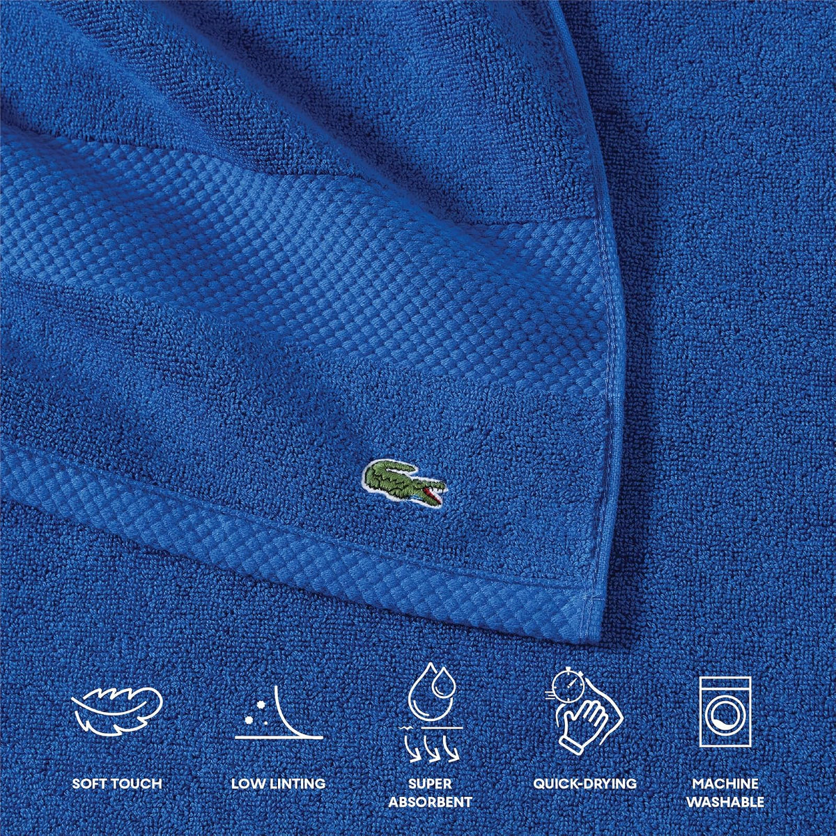 Lacoste Heritage - Toalla de baño 100% algodón Supima Azul, 35 x 70 Pulgadas, Altamente Absorbente y de Secado rápido, Toalla de baño súper Suave de Alta Calidad, Esencial para el baño, Regalo para