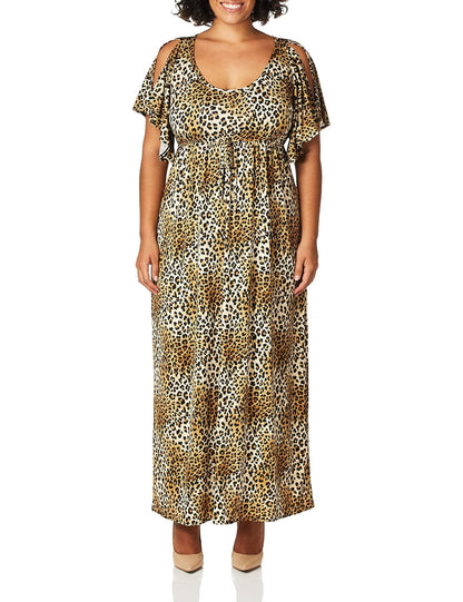 Star Vixen Vestido Largo de Manga con vuelos y Abertura para Mujer, Talla Grande, con cordón Imperio en la Cintura