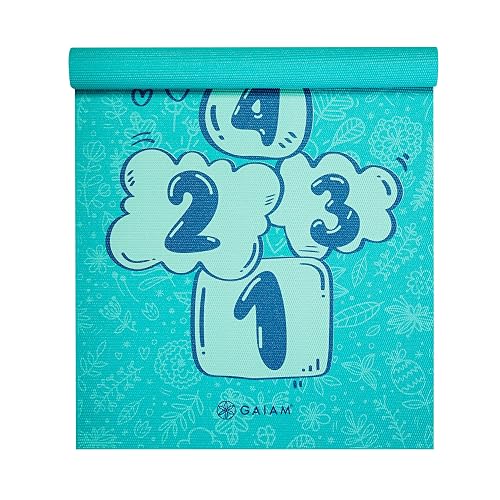 Gaiam - Tapete de yoga para niños, para yoga, con impresiones divertidas, tiempo de juego para bebés, niños pequeños activos y tranquilos (60 pulgadas de largo x 24 pulgadas de ancho x 3 mm de grosor)
