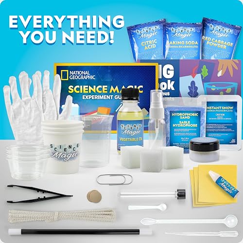 National Geographic - Kit de magia científica: realiza 20 experimentos únicos como trucos de magia, incluye una varita mágica y más de 50 piezas