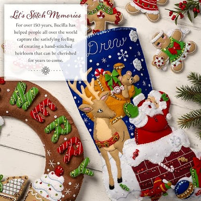 Bucilla - Apliques de fieltro para hacer medias de 18 pulgadas, belén de Navidad, perfecto para manualidades y manualidades, 89531E, blanco