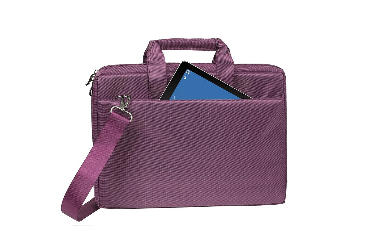 Rivacase 8231 Sofisticado Portafolio Slim Violeta para MacBook Pro Laptop 15.6" hecho de Tela Ultra-Resistente, espacio p/Tablet, Telefono y Documentos, Asas Acojinadas. De Alemania, Colección Central