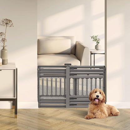 IRIS USA Barrera Ajustable para Mascotas 61-99 cm, Plástico Resistente - Gris