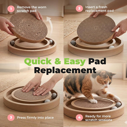 Best Pet Supplies Rascador para Gatos con Bolas giratorias interactivas para Juego Activo, cartón Corrugado Reciclado Natural, soporta el Comportamiento de Las Mascotas, Alivia el estrés, 5 Unidades