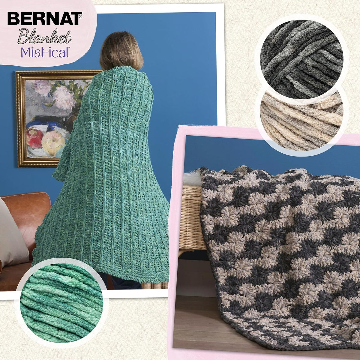 Bernat Blanket Mist-ical Storm Blue Paquete de 2 hilos de 300 g