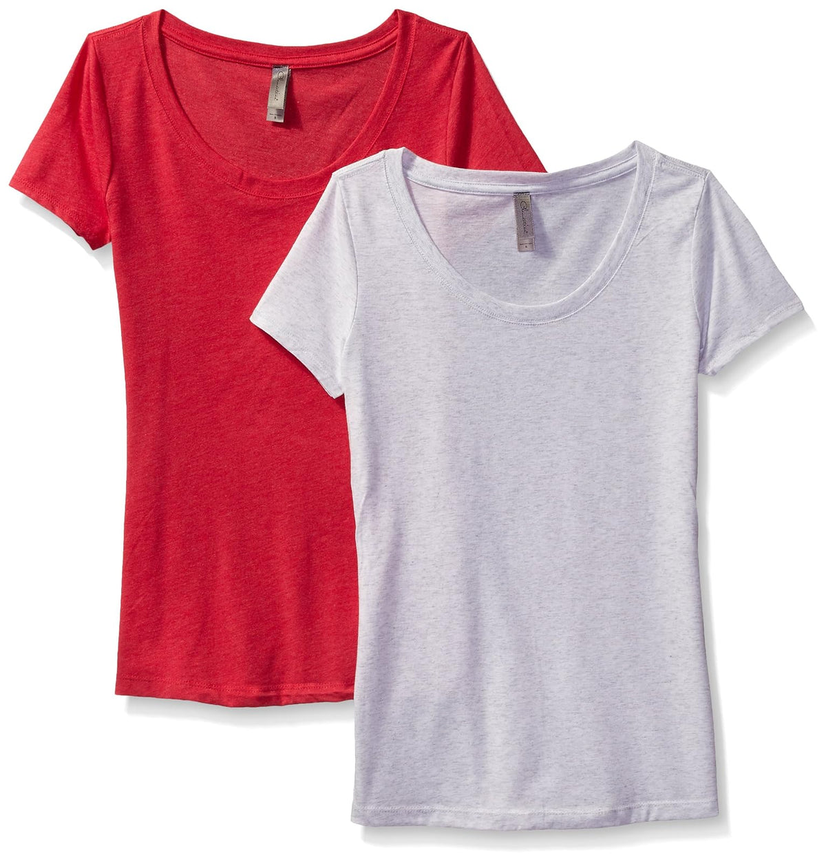 Clementine Apparel Women€™s 2 Pack Short Sleeve T Shirt Easy Tag Crew Neck Soft Triblend Undershirt Tees (6730)