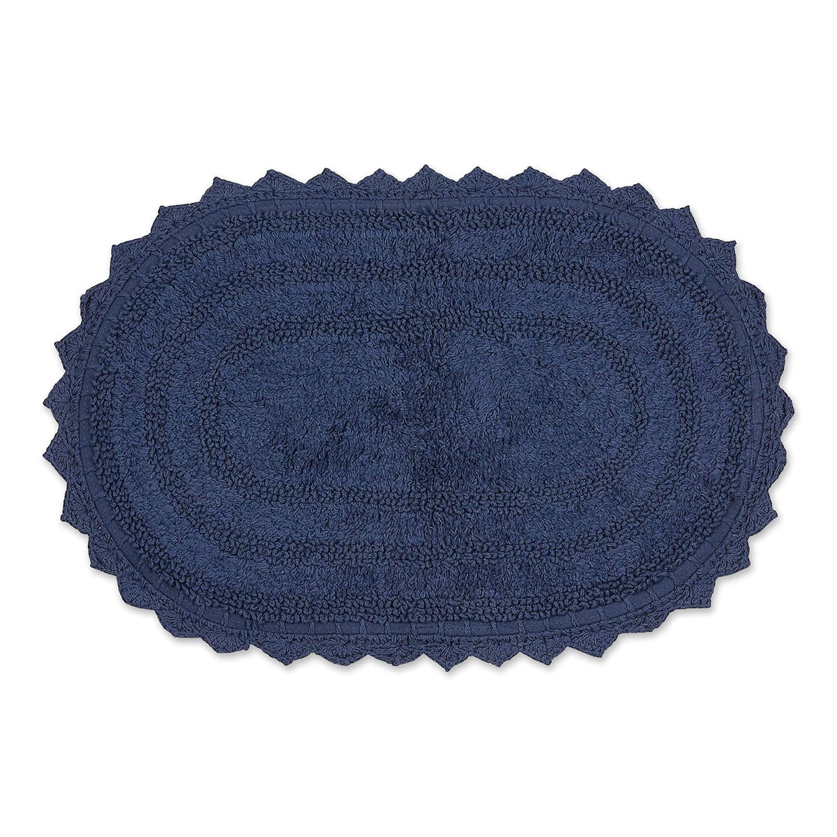 DII Ultra Soft Spa Cotton Crochet Oval Bath Mat or Rug Place in Front of Shower, Vanity, Bath Tub, Sink, and Toilet, 21 x 34" - White - 2' x 1'5" (Oval) - Azul Francés