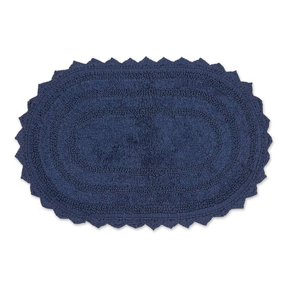 DII Ultra Soft Spa Cotton Crochet Oval Bath Mat or Rug Place in Front of Shower, Vanity, Bath Tub, Sink, and Toilet, 21 x 34" - White - 2' x 1'5" (Oval) - Azul Francés