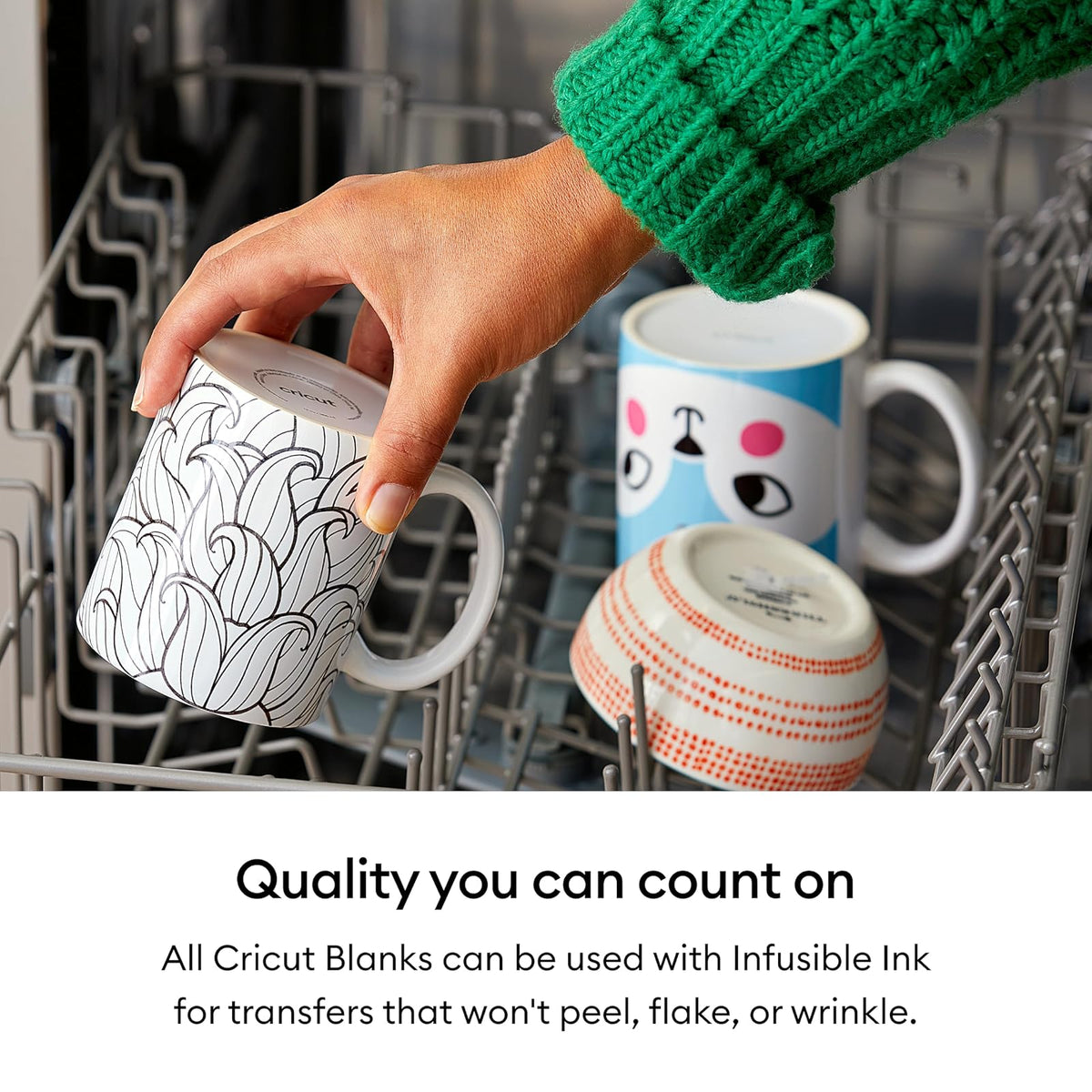 Cricut Taza apilable de cerámica en blanco, 10 onzas, 300 ml (6 unidades) – Taza personalizada – Funciona con hojas de transferencia de tinta infusible Ink, bolígrafos, marcadores y sublimación