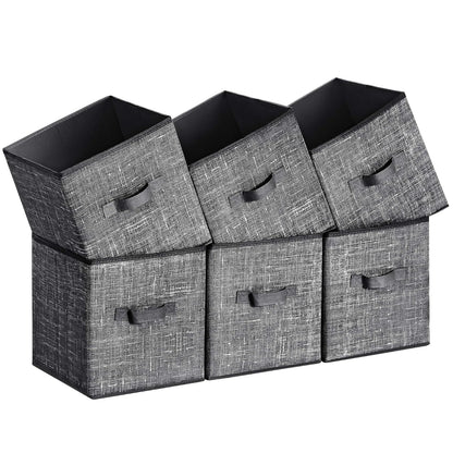 SONGMICS - Cubos de Almacenamiento de Tela con Asas, Juego de 6, Negro - Negro - 26L x 26W x 28H cm