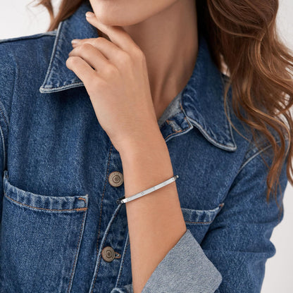 Pulsera de Cadena de Plata de Ley o Acero Inoxidable en Tono Plateado para Mujer de Fossil