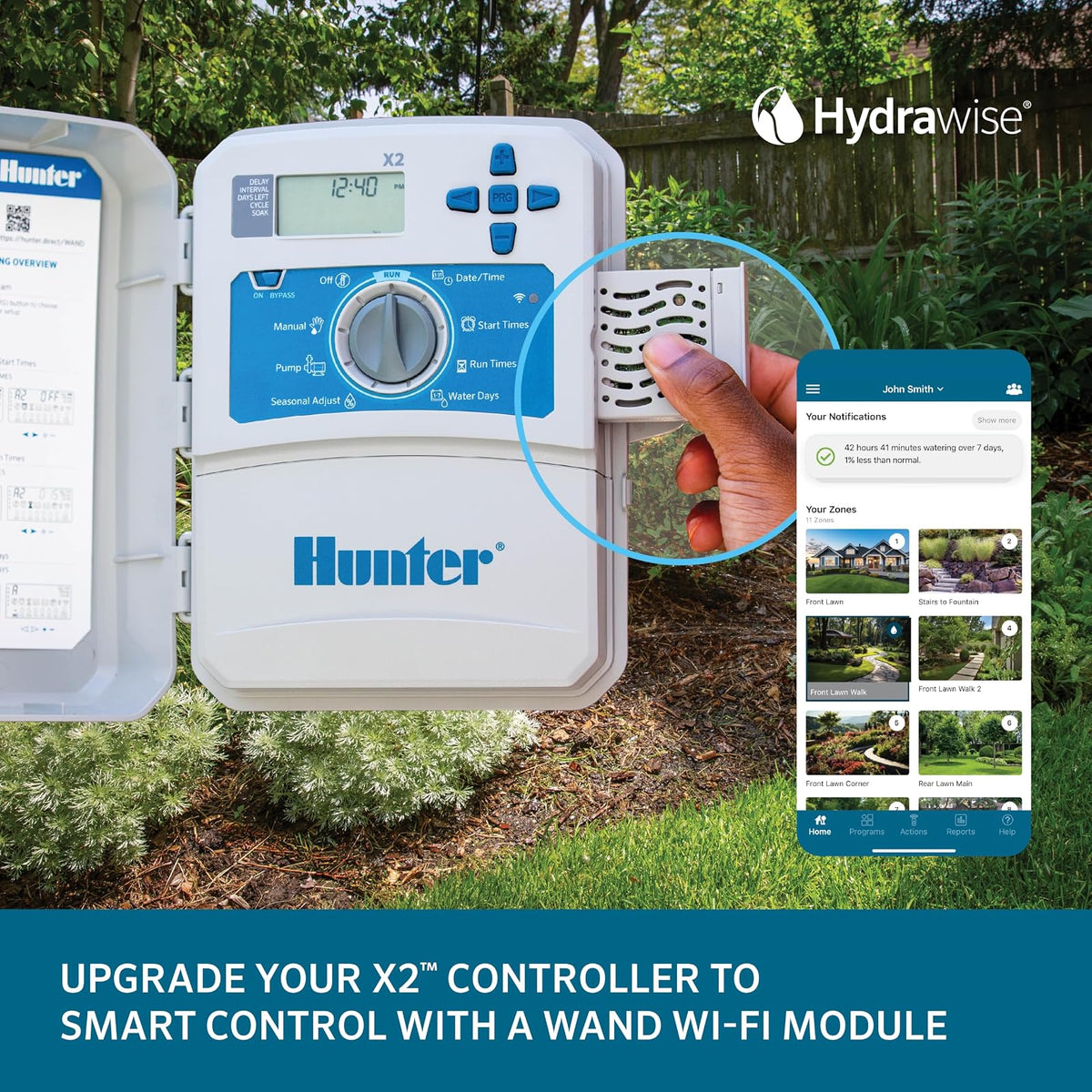 Hunter - Controlador de riego exterior de 8 estaciones Gris X2800