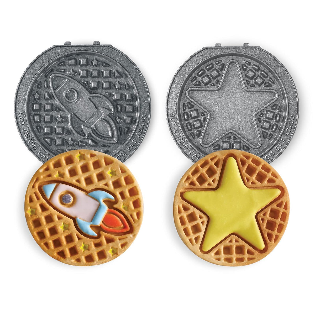DASH Placas Extraíbles para Mini Waflera 4 Pulgadas (Paquete de 2) - Rocketship & Star