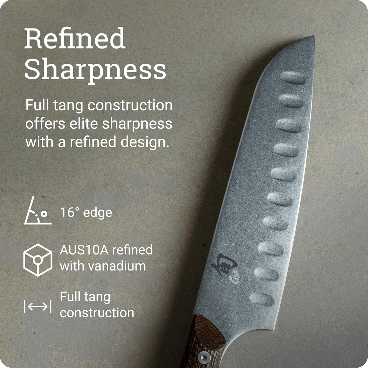 Shun SWT0718 Kanso cuchillo Santoku hueco de 17.78 cm