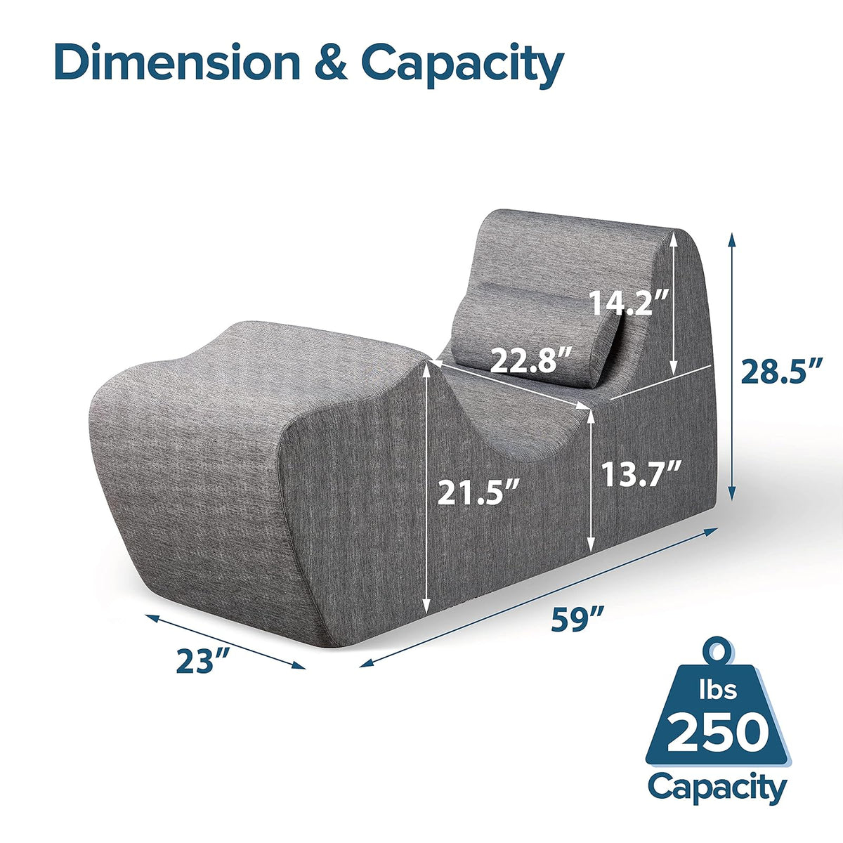 ZINUS Lotus - Tumbona de Gravedad Cero, reclinable de Espuma para Sala de Estar, posicionamiento ergonómico para una Mejor relajación, Almohada incluida, sin Montaje, Gris Oscuro