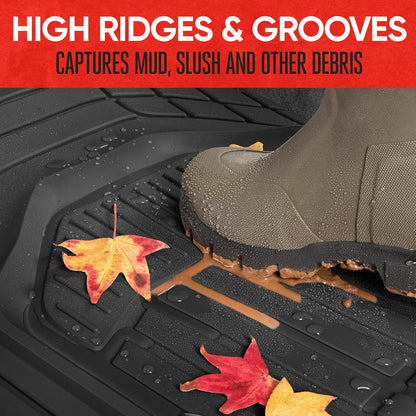 Motor Trend 943-BK FlexTough Defender Alfombrillas de Piso de Auto para SUV Camiones Furgonetas, Negro