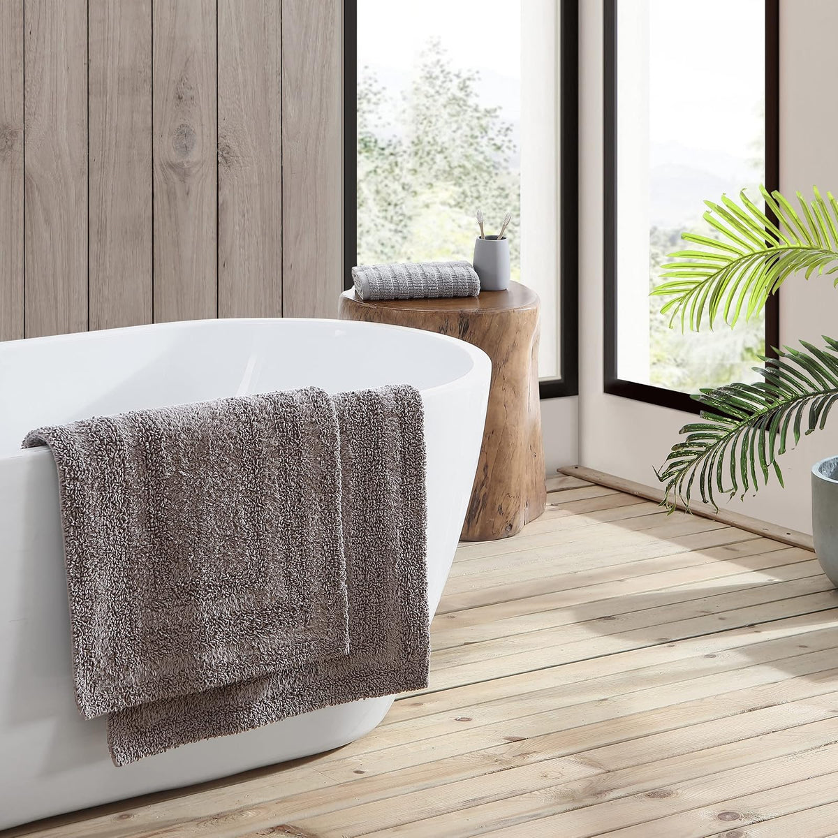 Eddie Bauer Home Rugs - Alfombra de baño de algodón Suave, superabsorbente y de Secado rápido, 2 Piezas, Logan Color café Medio