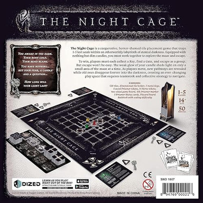 The Night Cage de Smirk and Dagger, un Juego de Estrategia cooperativa Espeluznante, 1-5 Jugadores Perdidos en un Laberinto Oscuro con Solo una Vela, Divertidos Azulejos temáticos de Terror y