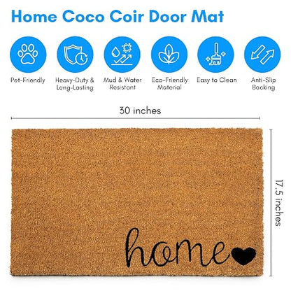 Plus Haven - Tapete de Coco para Puerta de Entrada para el hogar, 17.5 x 30 Pulgadas, Felpudo Resistente para Uso en Interiores y Exteriores, Duradero y ecológico