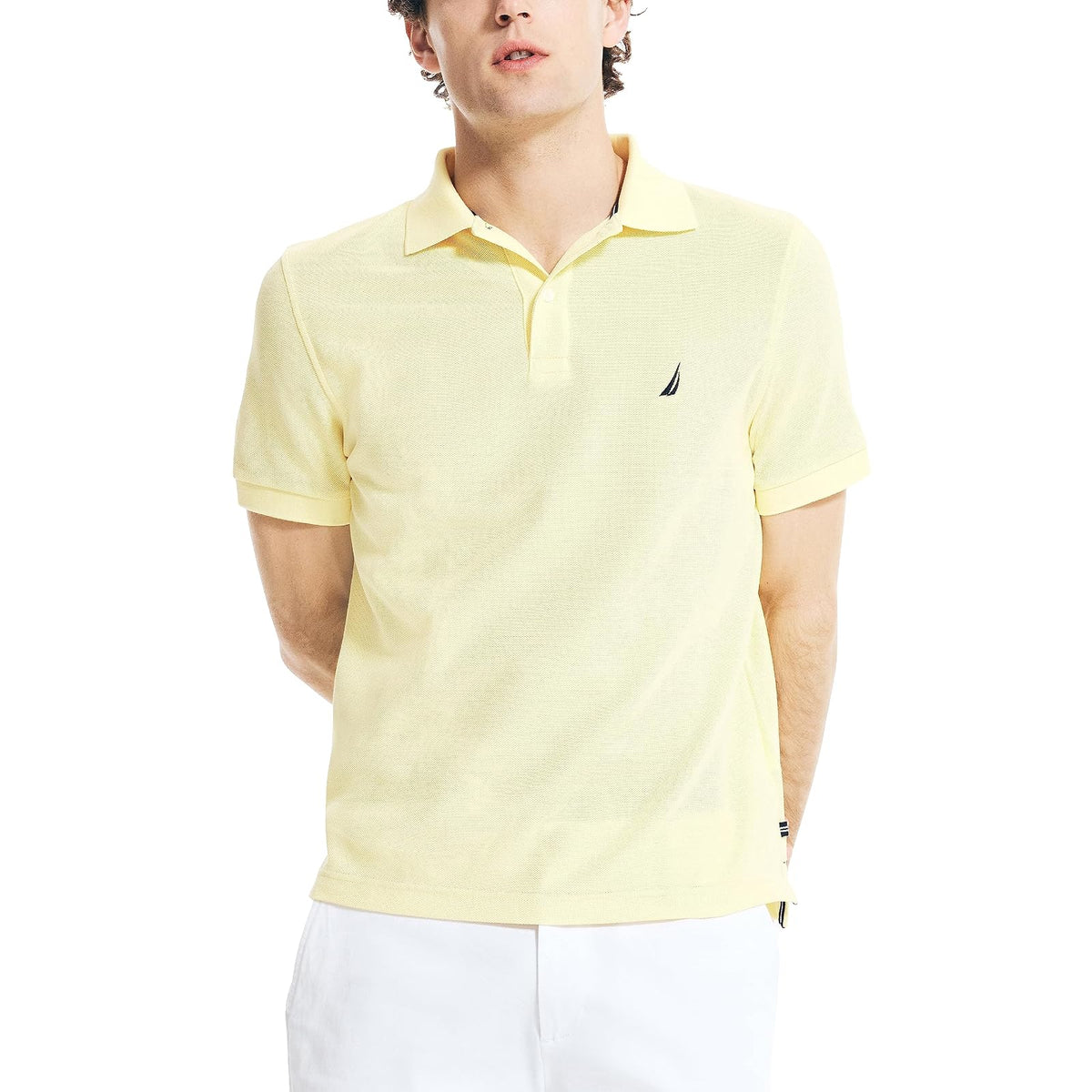 Nautica Polo de Manga Corta Clásico para Hombre - M - Amarillo