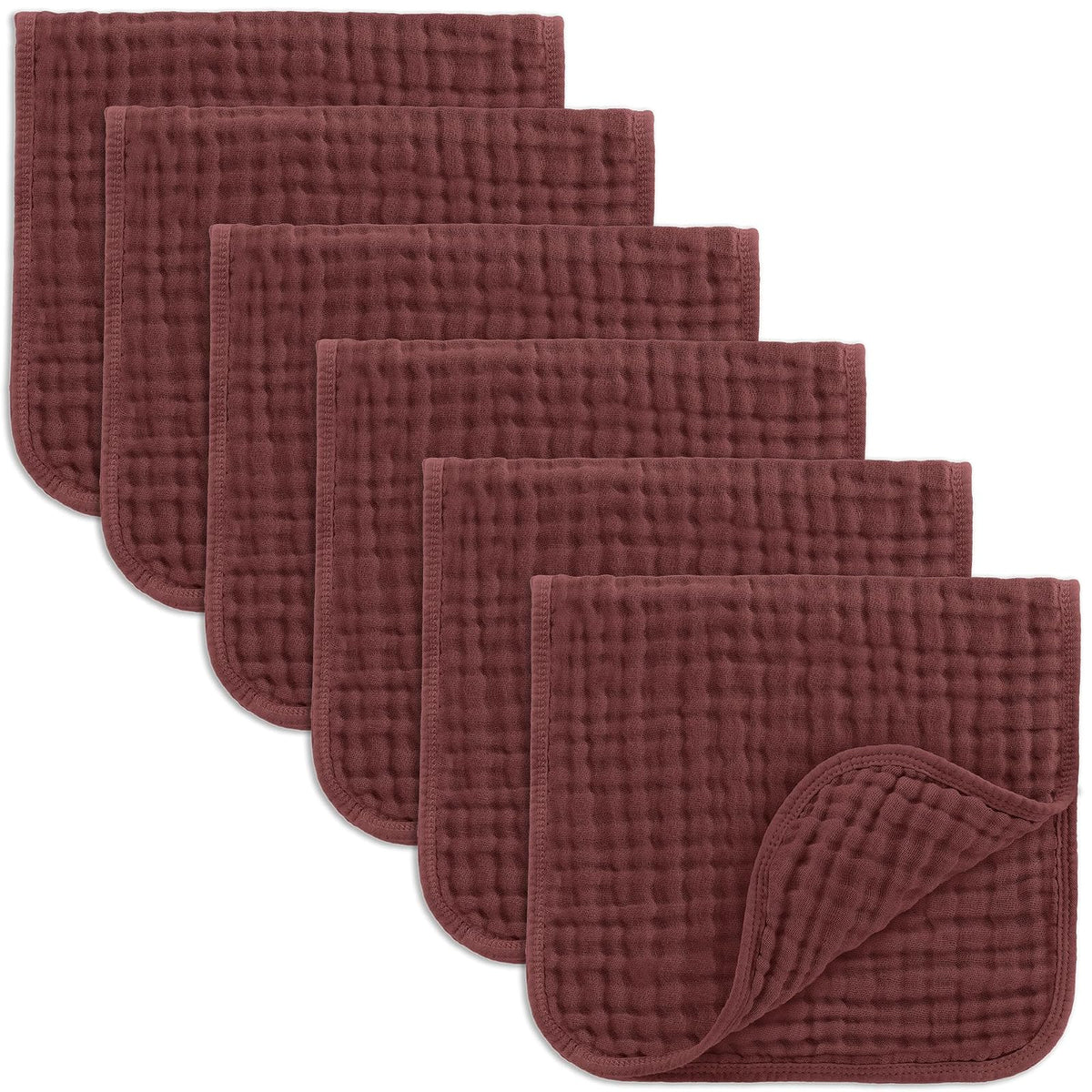 Comfy Cubs Paños de Muselina para Eructar, 100% Algodón, 6 Capas Absorbentes - Wine - 6-Pack 20"X10"