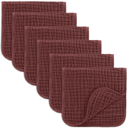 Comfy Cubs Paños de Muselina para Eructar, 100% Algodón, 6 Capas Absorbentes - Wine - 6-Pack 20"X10"