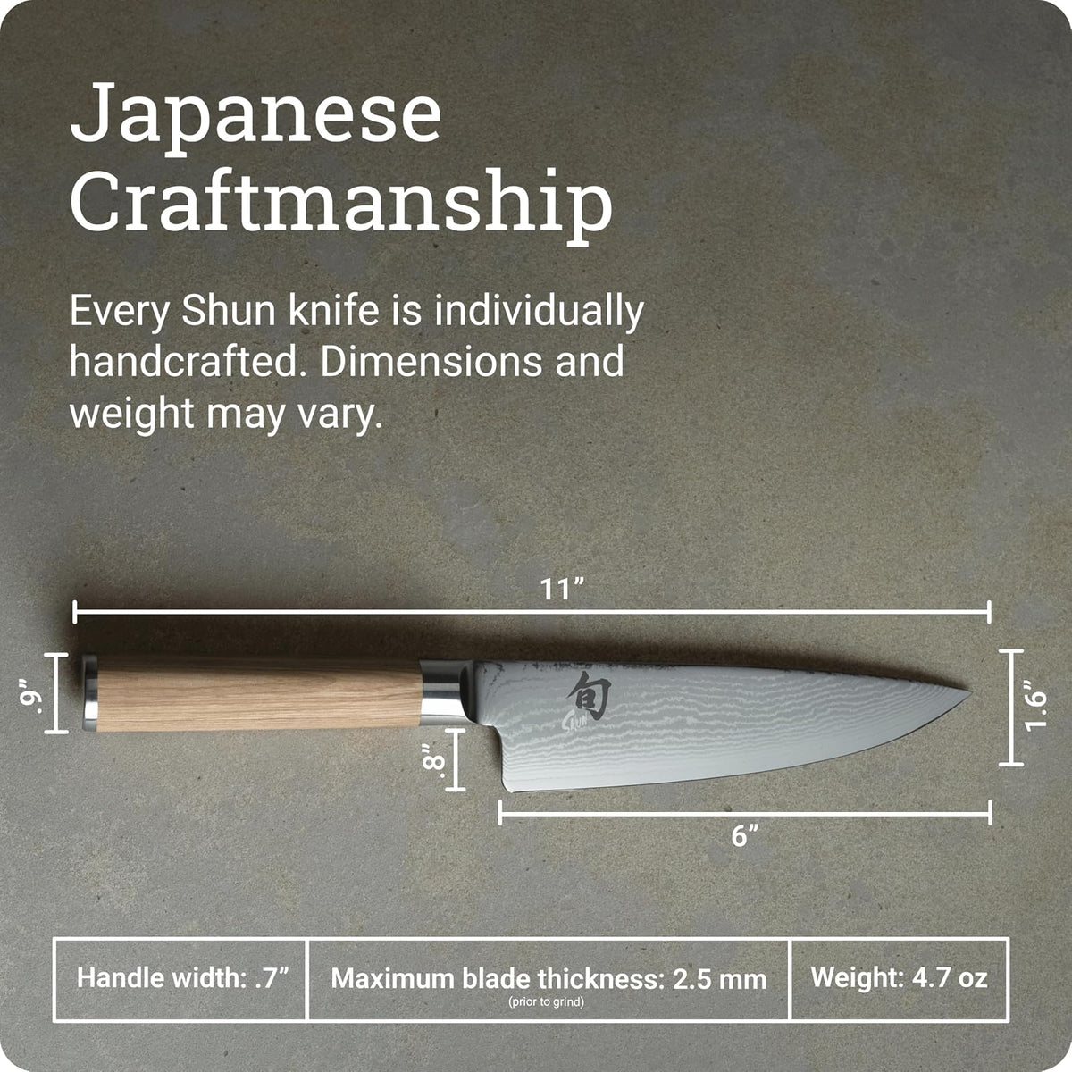Shun Cutlery - Cuchillo clásico de chef rubio de 6 pulgadas, hoja pequeña y ágil, ideal para preparación de alimentos, cuchillo japonés auténtico, hecho a mano, cuchillo de chef profesional