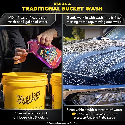 Meguiar's Champú Deep Crystal G10464, Rosa | Jabón espumoso para lavado de automóvil elimina suavemente la suciedad y la suciedad, proporciona manchas resbaladizas para una