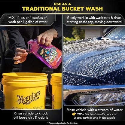 Meguiar's Champú Deep Crystal G10464, Rosa | Jabón espumoso para lavado de automóvil elimina suavemente la suciedad y la suciedad, proporciona manchas resbaladizas para una