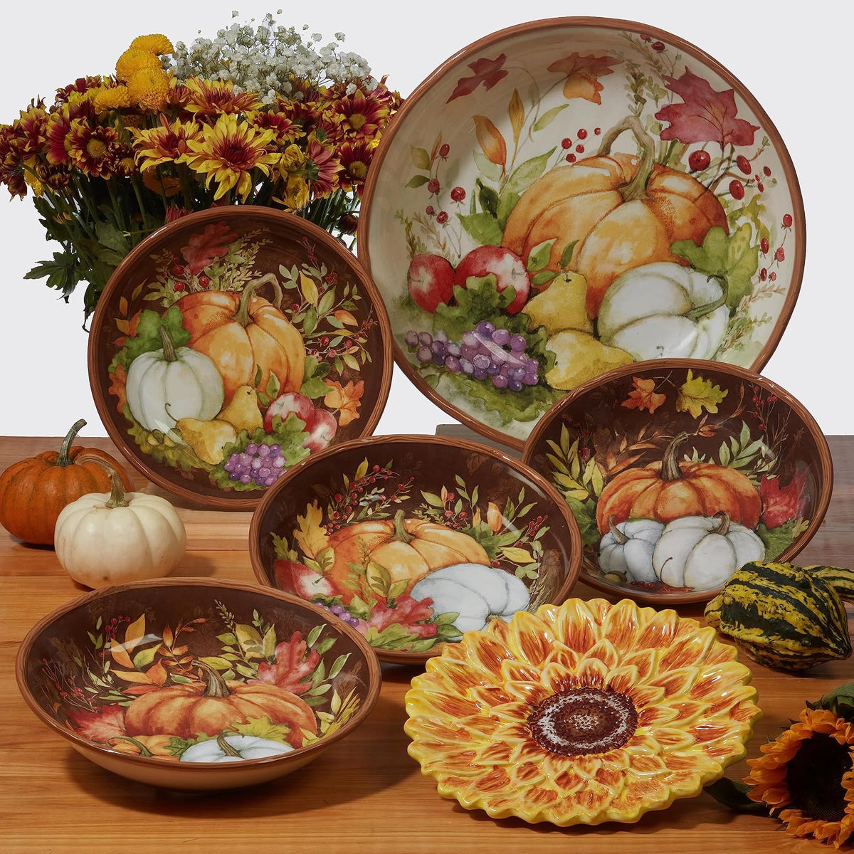 Certified International Harvest Blessings - Plato de ensalada/postre de 8.5 pulgadas, juego de 4, multicolor